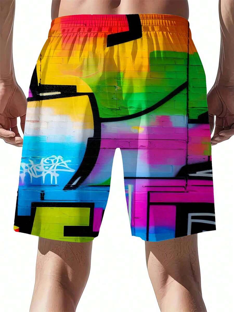 Mens Rainbow Graffiti Print Sw – Swim Trunk Quick Dry Bewertung und Preis