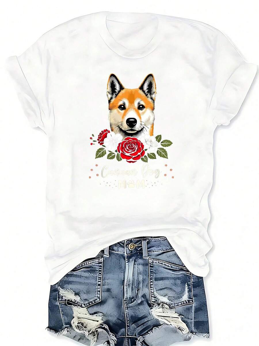 Canaan Dog Rose Floral Graphic – Tee Graphic Print Bewertung und Preis