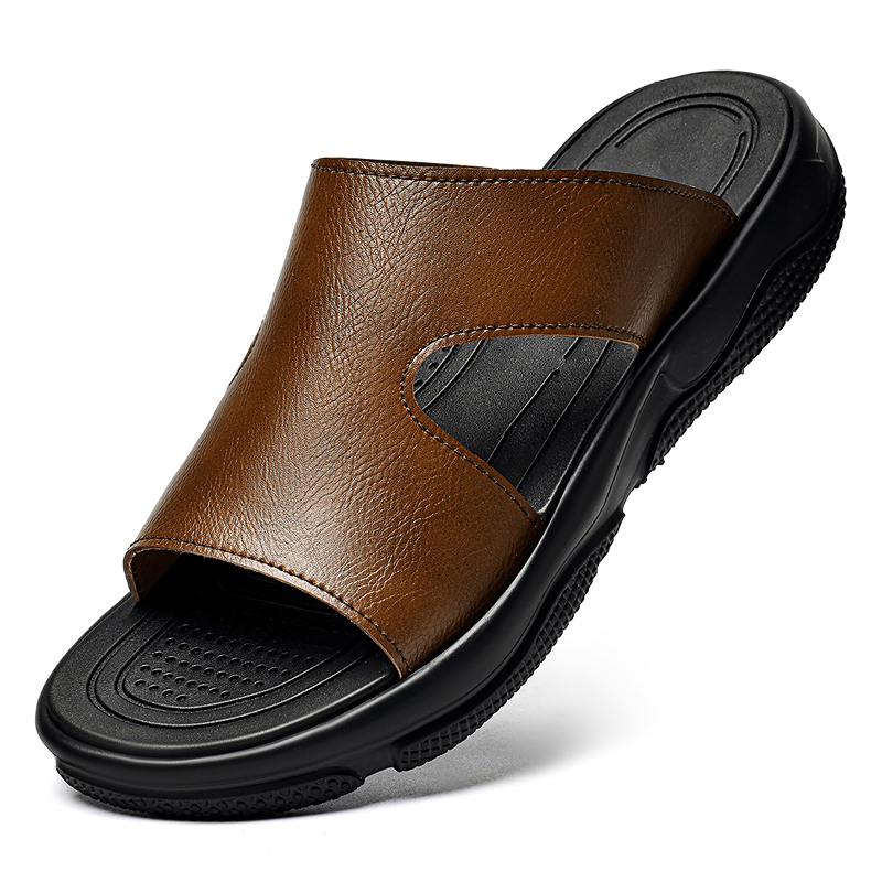 Men's Leather Slide Sandals No – Flip Flop Leather Men Bewertung und Preis