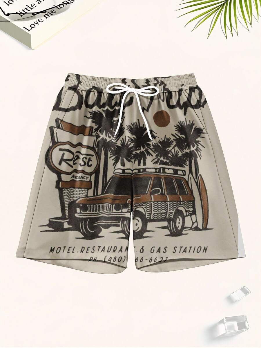 Mens Beach Trip Print Board Sh – Swim Trunk Quick Dry Bewertung und Preis