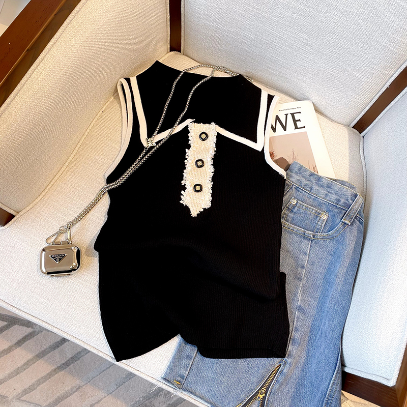 Slim Fit Knitted Vest Women's  – Shirt Camp Collar Bewertung und Preis