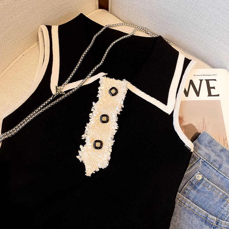 Slim Fit Knitted Vest Women's  – Shirt Camp Collar Bewertung und Preis