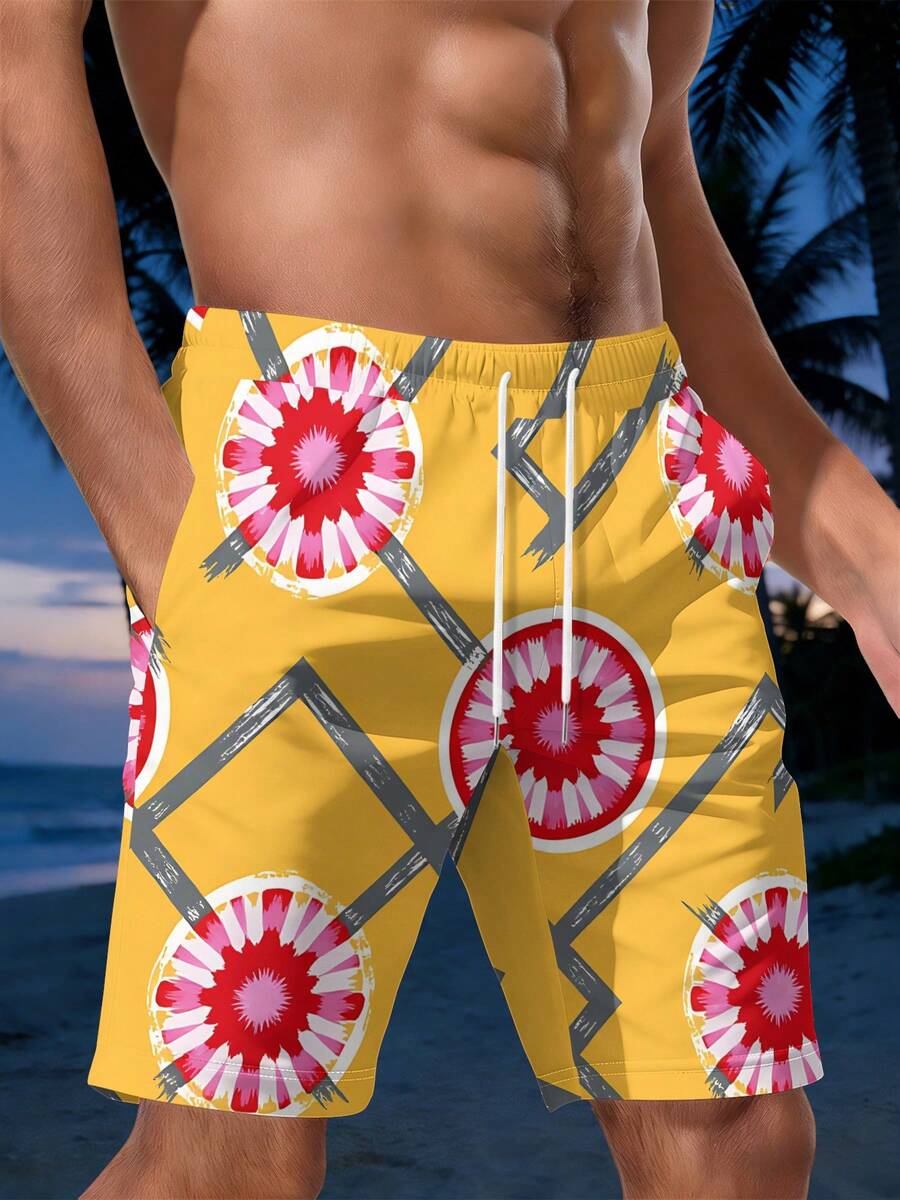 Mens Geometric Floral Print Be – Swim Trunk Quick Dry Bewertung und Preis