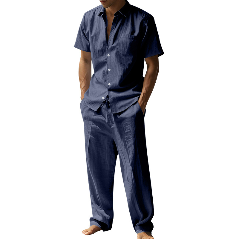 Summer linen lapel short-sleev – Short Linen Drawstring Bewertung und Preis