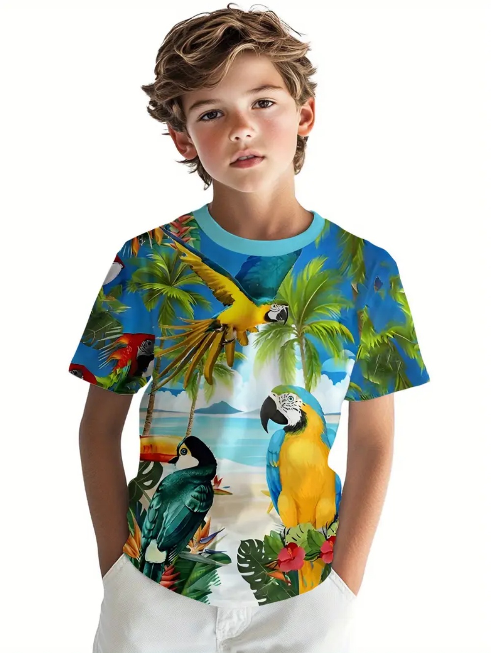 Kids' Tropical Macaw Parrots B – Tee Graphic Print Bewertung und Preis