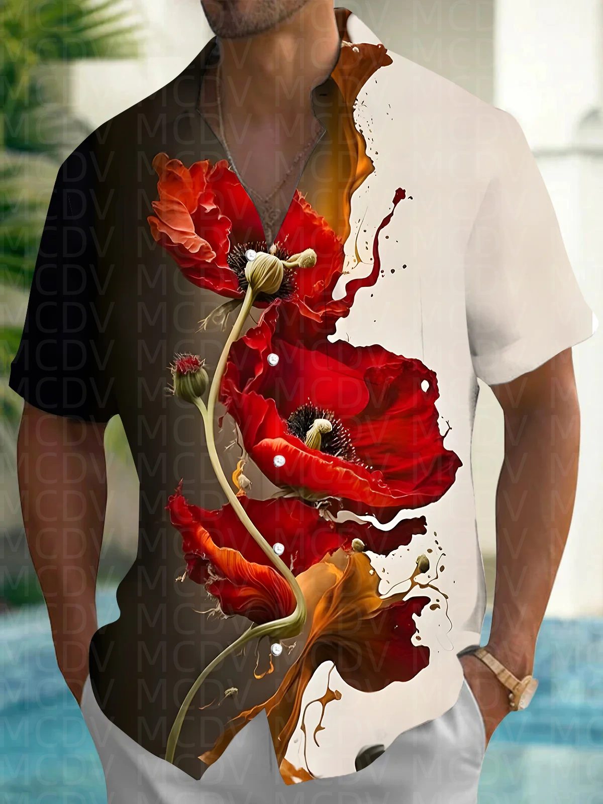 Balloon Pattern Men's Hawaiian – Shirt Camp Collar Bewertung und Preis