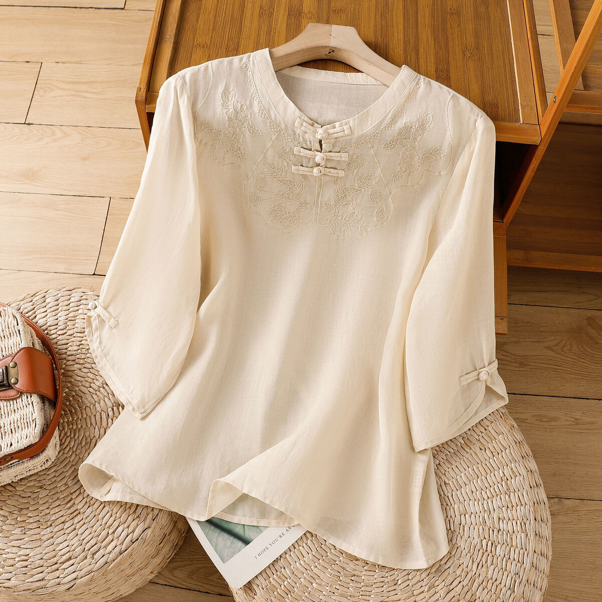 Chinese Style Round Collar But – Shirt Camp Collar Bewertung und Preis