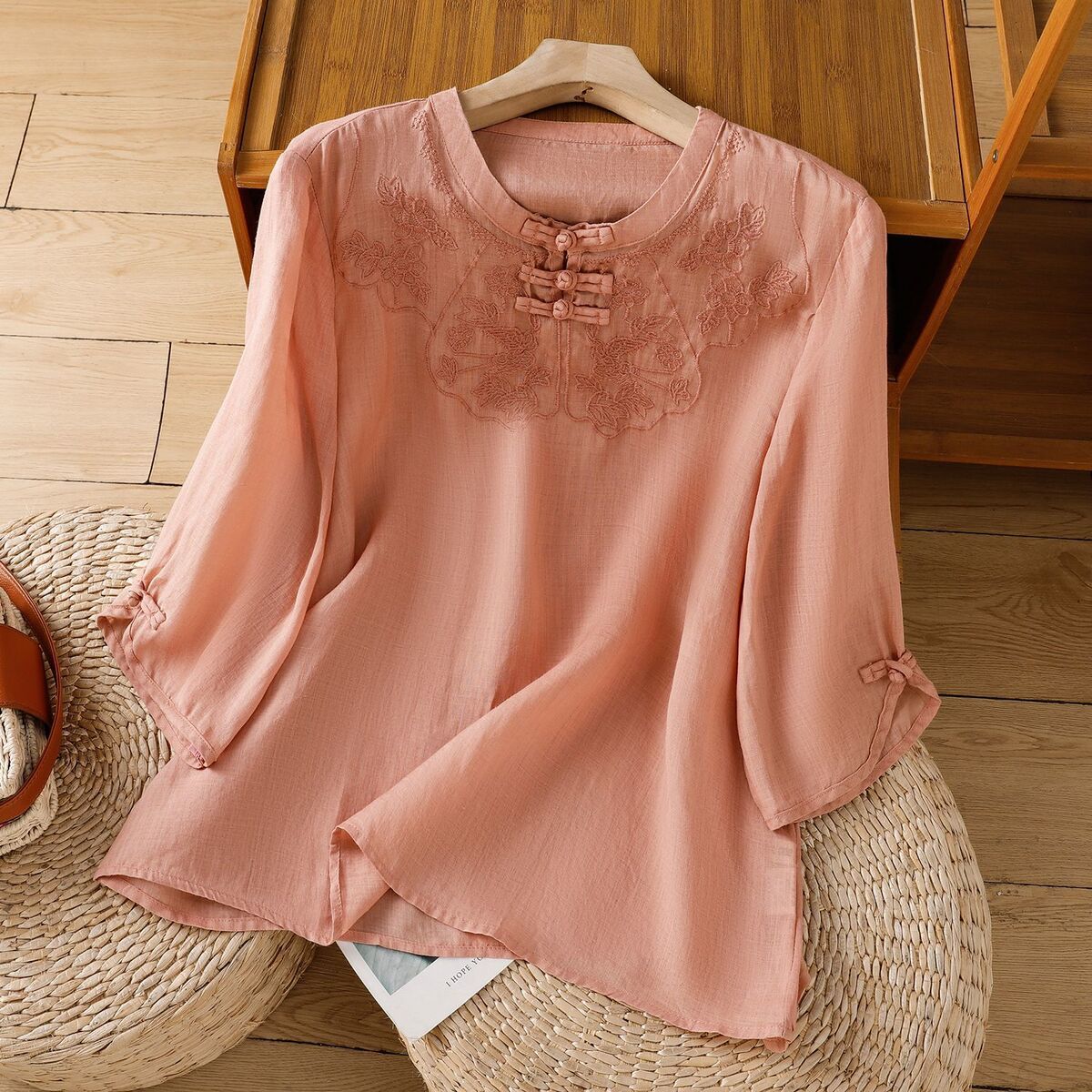 Chinese Style Round Collar But – Shirt Camp Collar Bewertung und Preis