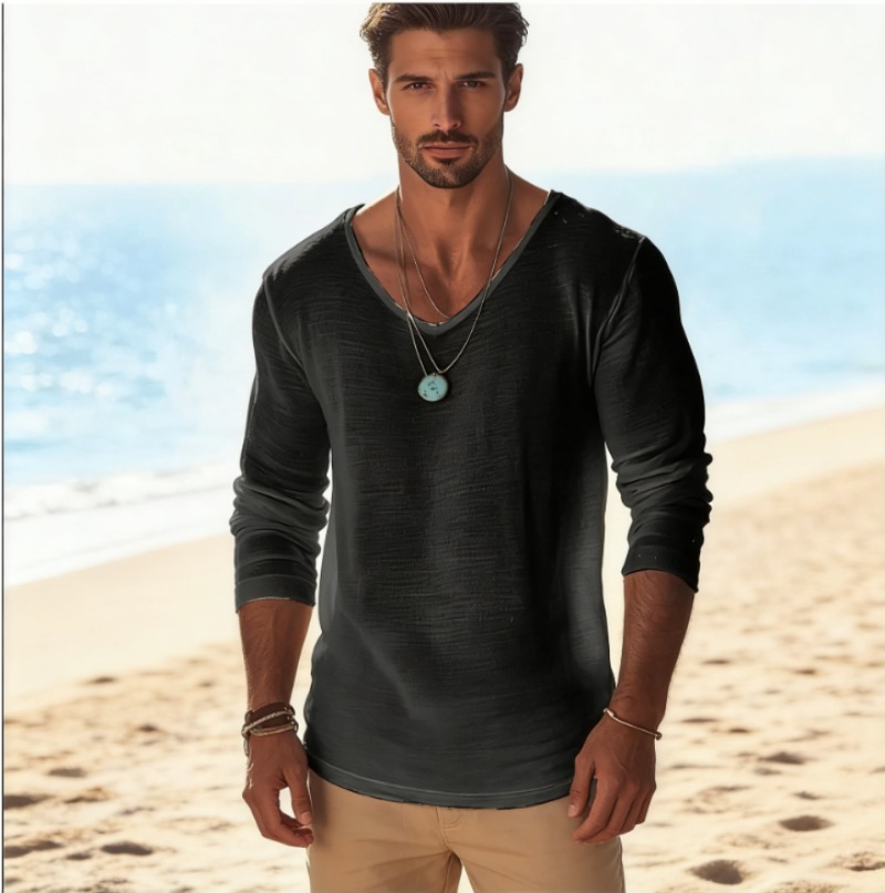 Men's Casual V-Neck Linen Blen – Linen Shirt Breathable Bewertung und Preis
