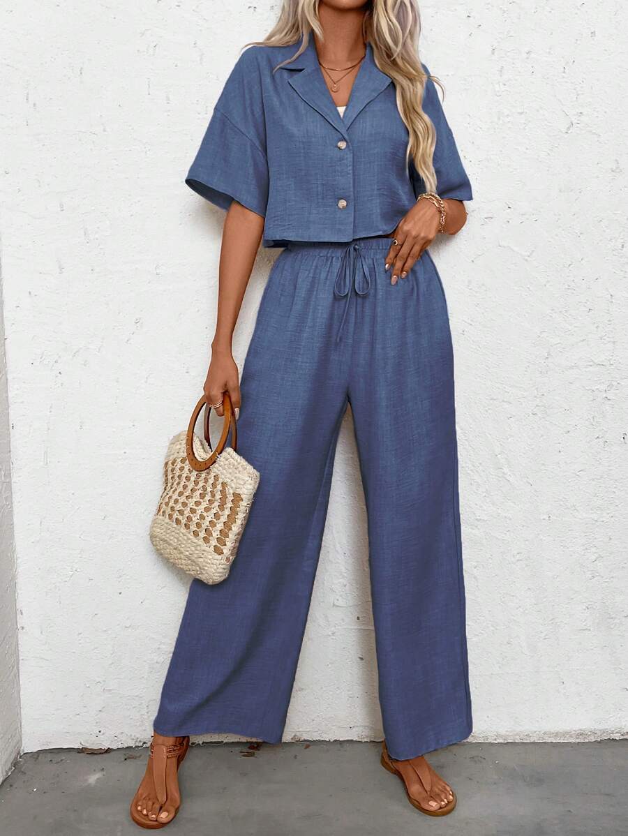 Womens Linen Short Sleeve Shir – Short Linen Drawstring Bewertung und Preis