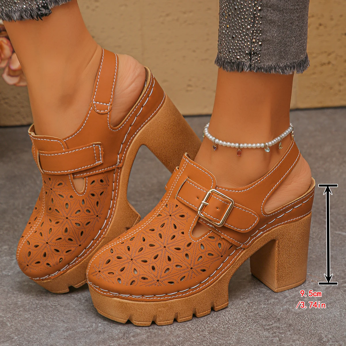 Large Size Women's Thick Heel  – Casual Sandal Leather Bewertung und Preis