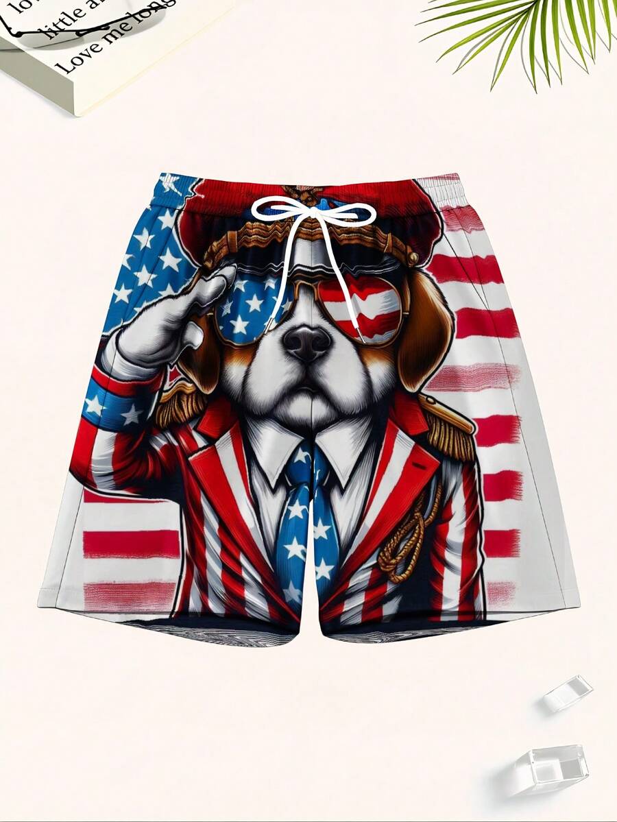 Patriotic Dog American Flag Sw – Swim Trunk Quick Dry Bewertung und Preis