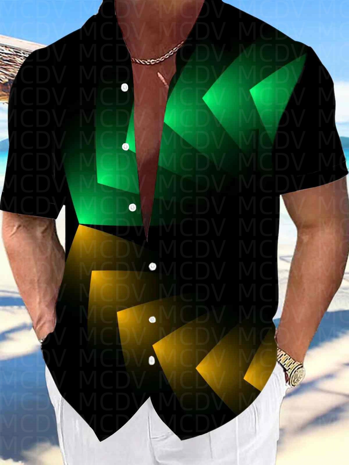 Flag Pattern Style Men's Hawai – Shirt Camp Collar Bewertung und Preis