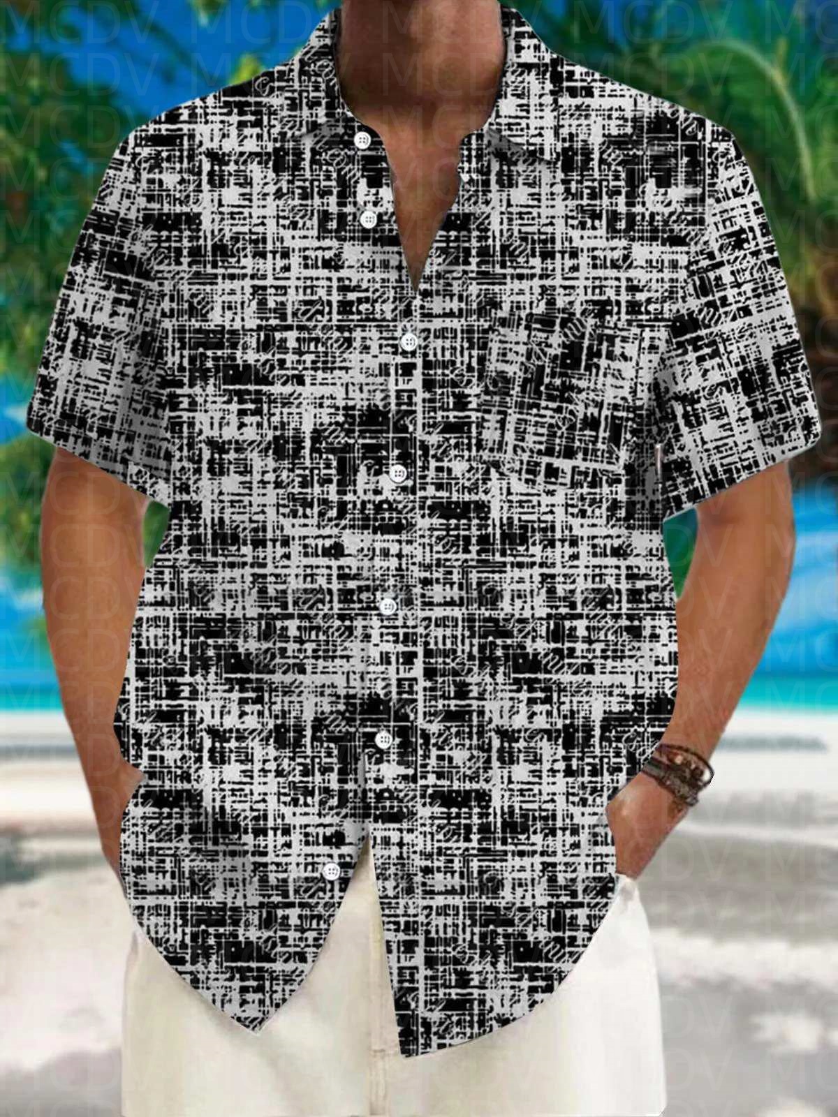Flag Pattern Style Men's Hawai – Shirt Camp Collar Bewertung und Preis