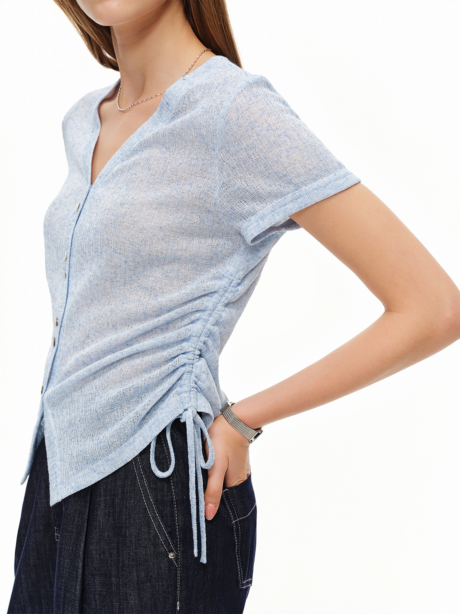 DUSHU Lightweight V-neck Linen – Short Linen Drawstring Bewertung und Preis