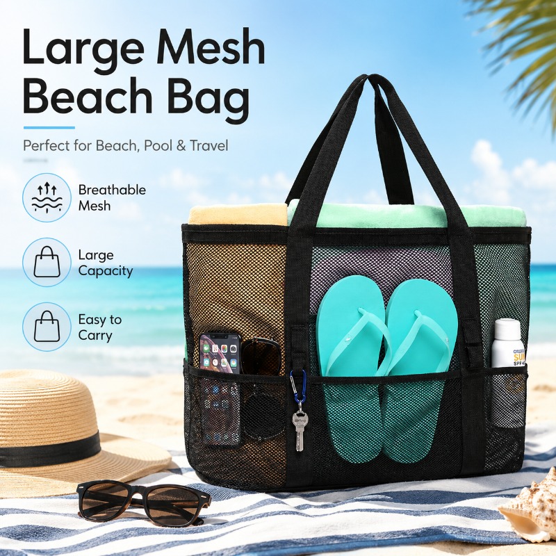 Mesh Beach Bag Large Capacity  – Beach Towel Large Bewertung und Preis