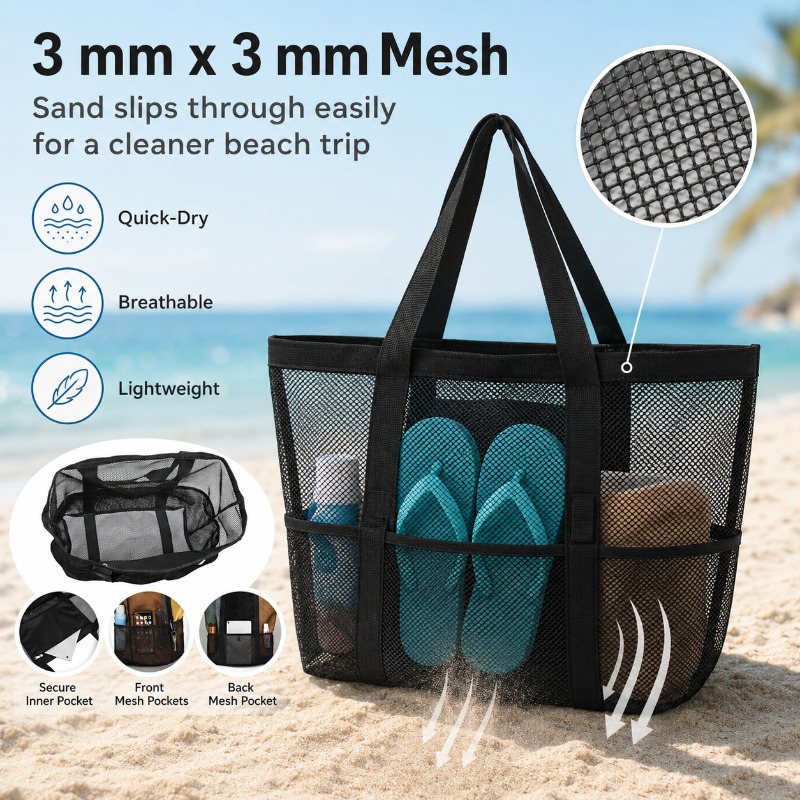 Mesh Beach Bag Large Capacity  – Beach Towel Large Bewertung und Preis