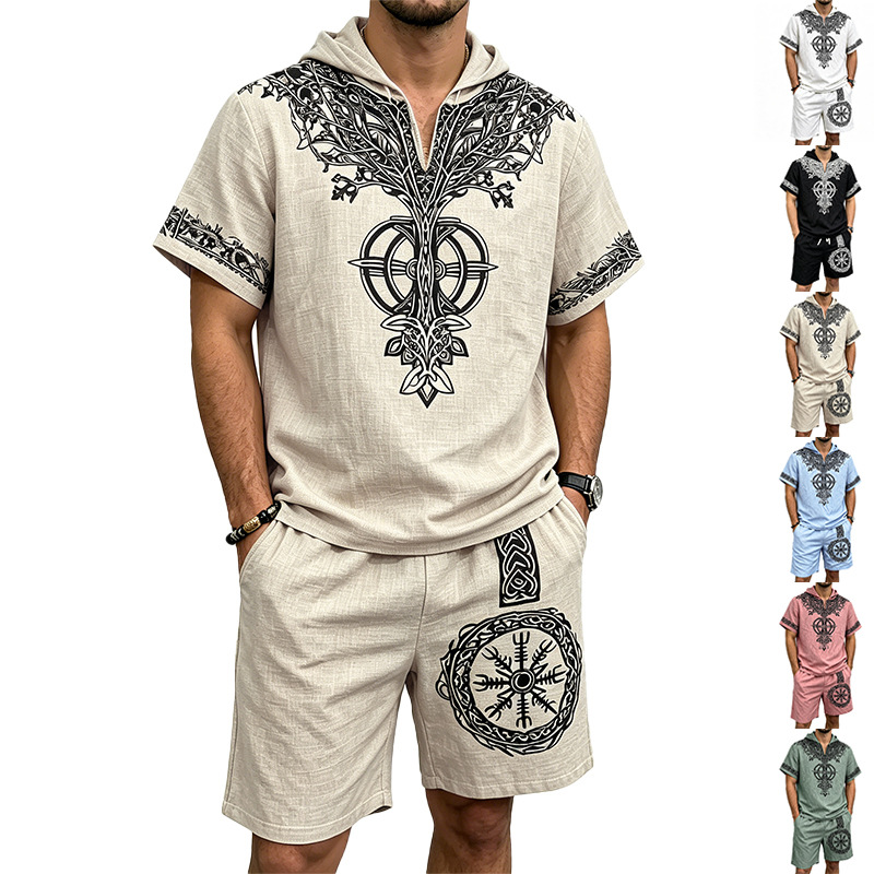 Men Linen Look Viking Tree Pri – Short Linen Drawstring Bewertung und Preis