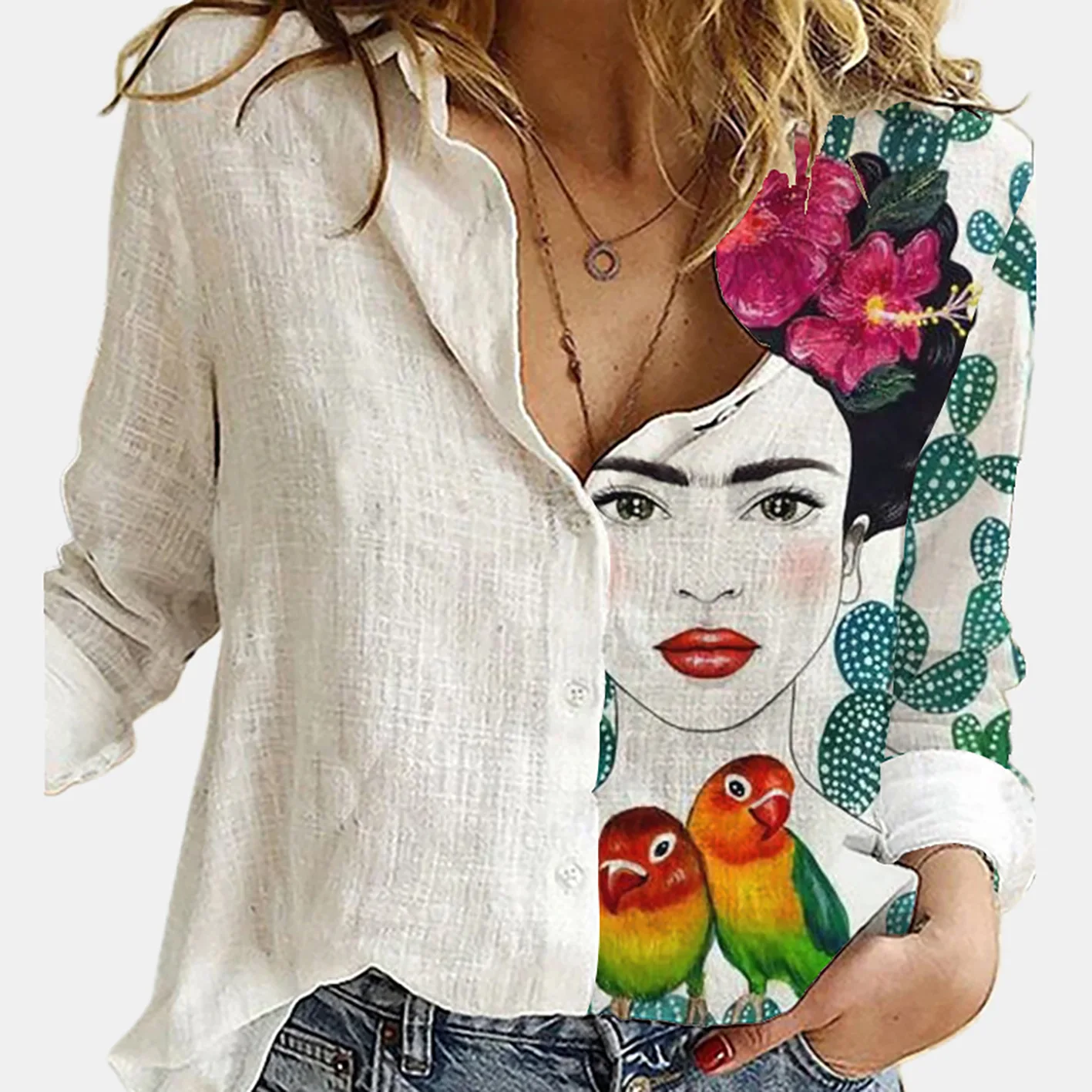 Women Spring And Autumn Long S – Shirt Camp Collar Bewertung und Preis