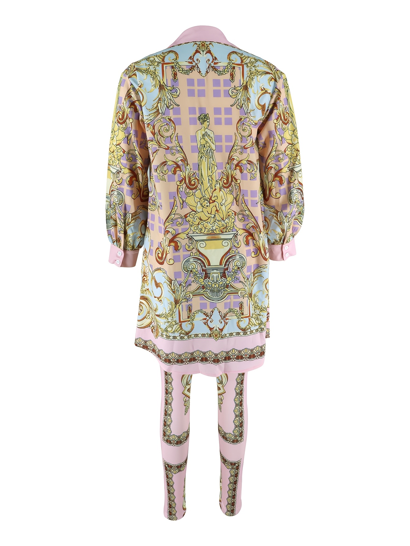 Women 2 Piece Set Ornate Print – Shirt Camp Collar Bewertung und Preis