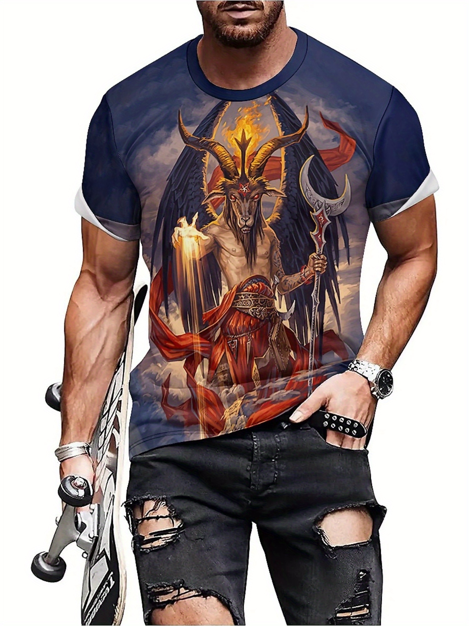 Men's 3D Demon Print T-Shirt | – Tee Graphic Print Bewertung und Preis